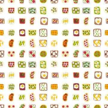 Breakfast toast seamless pattern backgroun slices toasted crust sandwich with Stock Illustration