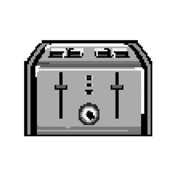 Breakfast toaster bread pixel art vector illustration Stock Illustration