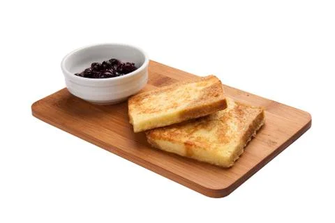 Breakfast. Toasts with jam. On a white background Stock Photos
