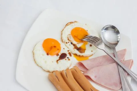 Breakfast on tray in bed Foto stock