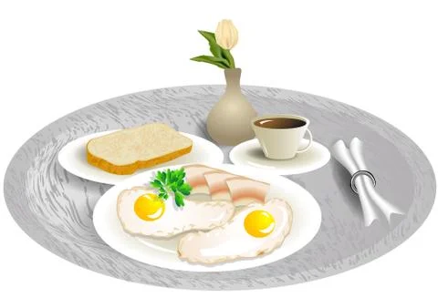 Breakfast tray with tulip Stock Illustration
