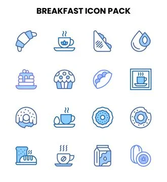 Breakfast Two Colour UI Icons Pack Stock Illustration