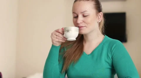 Breakfast two girlfriends Multiscreen footage Stock Footage 64208974