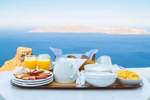 Breakfast for two with a view Stock Photos