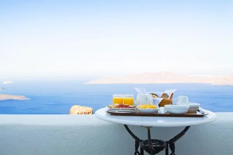 Breakfast for two with a view Stock Photos