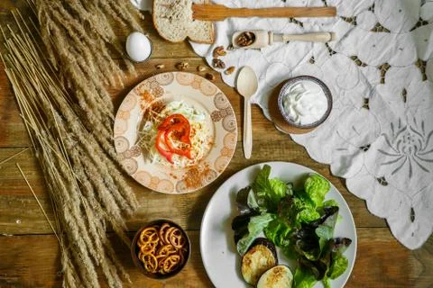 Breakfast in the village Stock Photos