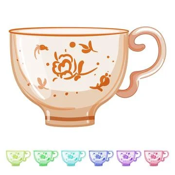 Breakfast vintage cup cartoon vector graphic sign Stock Illustration