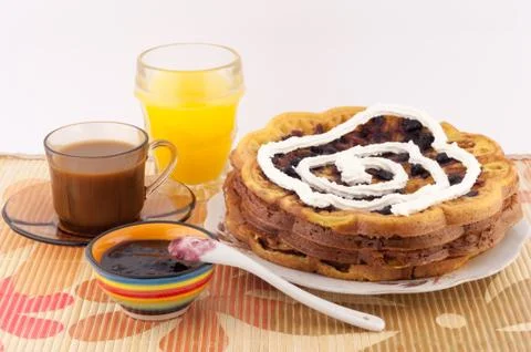 Breakfast waffles Stock Photos