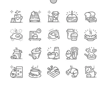 Breakfast Well-crafted Pixel Perfect Vector Thin Line Icons 30 2x Grid for Web Stock Illustration