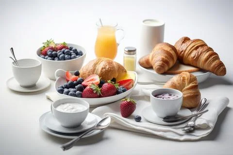 Breakfast on a white background Stock Photos