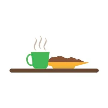 Breakfast on white background. Vector illustration in trendy flat style. EPS 10 Stock Illustration