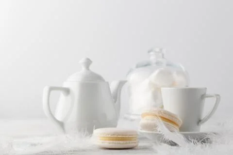 Breakfast with white marshmallow Stock Photos