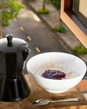 Breakfast on the window on a summer day Foto stock