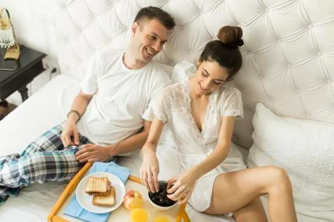 Breakfest in bed Stock Photos