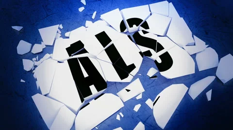 Breaking ALS - Typography containing "ALS" smashes to the ground Stock Footage 41811912