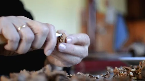 Breaking and cleaning walnuts with a hands Stock Footage 99546146
