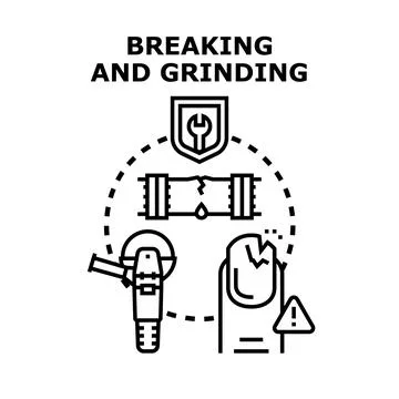 Breaking and grinding process damaging pipe and nail Stock-Illustration