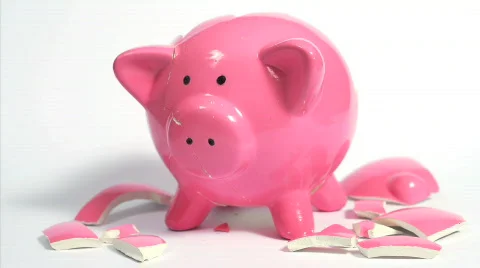 Breaking up and rebuilding a piggy bank. Stop motion animation. Stock Footage