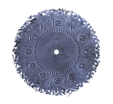 Breaking apart of the old clock face Stock Photos