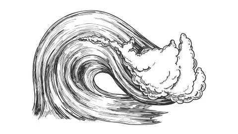 Breaking Atlantic Ocean Marine Wave Storm Illustrazione stock