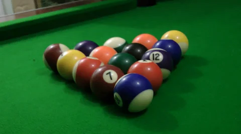 Breaking balls on a pool table Stock Footage 34683736