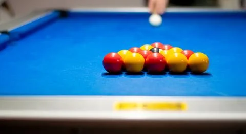 Breaking the balls on the snooker table Stock Photos