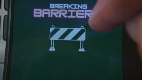 Breaking Barriers themed graphic presentation viewed on smartphone Stock Footage 289086851
