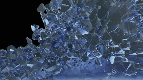 Breaking the blue ice wall 3d style crack crystal Stock Footage 155706946