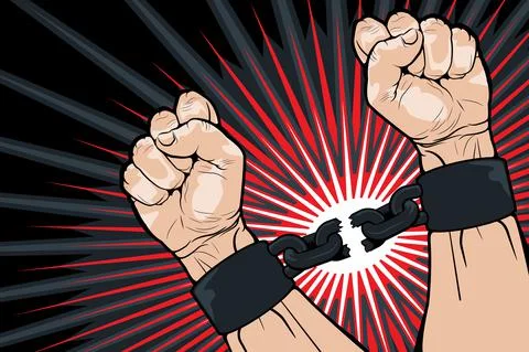 Breaking the bonds for freedom Stock Illustration