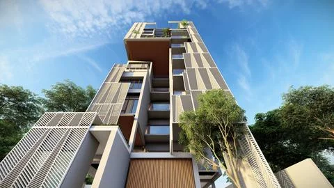 Breaking Boundaries 3D Renderings of Modern Architectural Concepts Stock-Illustration