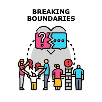 Breaking boundaries concept resolving relationship communication problem Stock Illustration