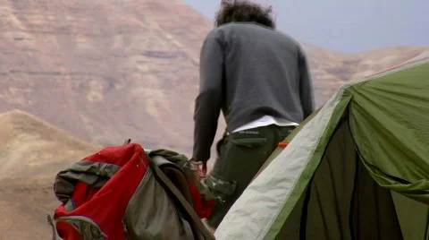 Breaking branches for fire. Stock Footage 663096