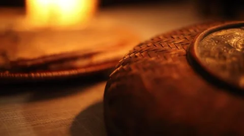 Breaking bread pan Stock Footage 41389834