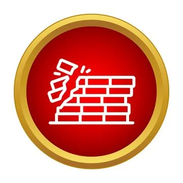 Breaking brick wall demolition process icon design Stock Illustration