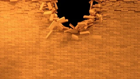 Breaking Brick Wall Stock Footage 79663114