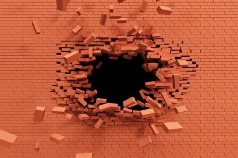 Breaking brick wall Stock Illustration