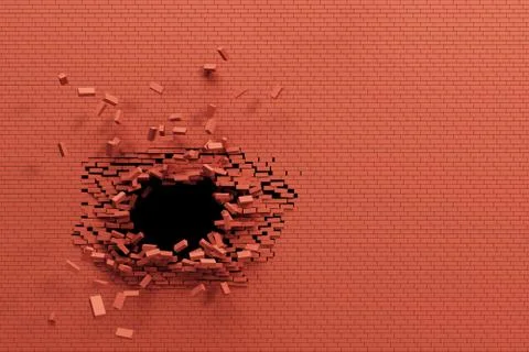 Breaking brick wall Illustrazione stock