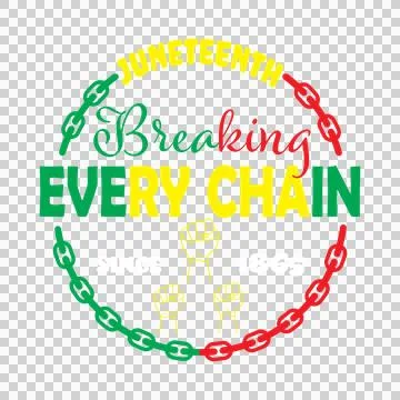 Breaking Chain Text Design with and hands commemorating Stock Illustration
