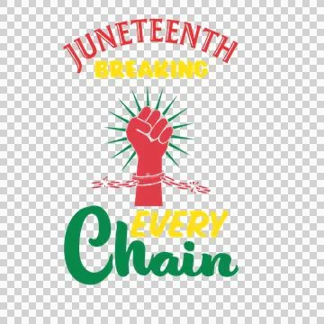 Breaking Chain Text fist raised chains sunburst Stock Illustration