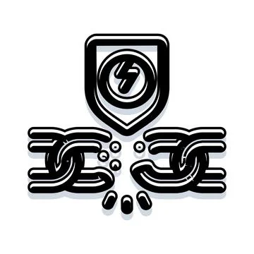 Breaking chains and finding freedom concept with shield symbol Stock Illustration