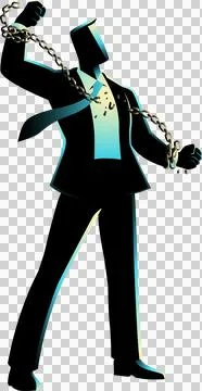 Breaking Chains cartoon , graphic , abstract,  business man , corporate Stock Illustration