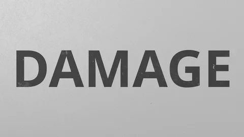 Breaking concrete wall with painted DAMAGE word. Conceptual 3D animation Stock Footage 105956808