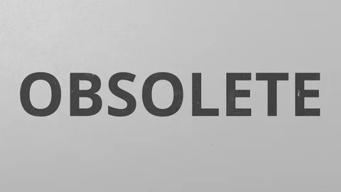 Breaking concrete wall with painted OBSOLETE word. Conceptual 3D animation Stock Footage 105923823