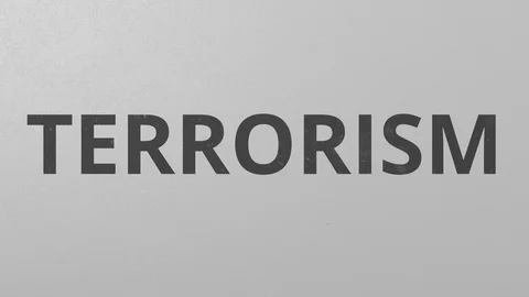 Breaking concrete wall with painted TERRORISM word. Conceptual 3D animation Stock Footage 105924495