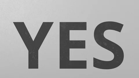 Breaking concrete wall with painted YES word. Conceptual 3D animation Stock Footage 105897290