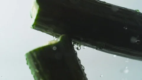 Breaking cucumber. Slow Motion. Stock Footage 79477942