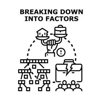 Breaking down factors resulting in business loss Stock Illustration