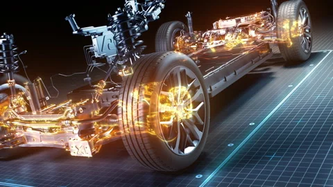 Breaking Down the Modern EV Chassis Design. Stock Footage 327917168
