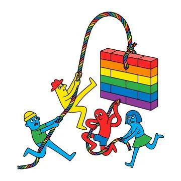 Breaking Down the Rainbow Wall Stock Illustration
