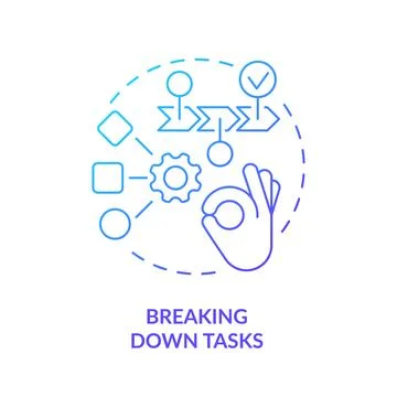 Breaking down tasks blue gradient concept icon 스톡 일러스트